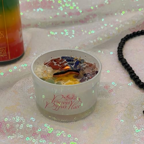 Princess Pippa's Place Healing Candles with Crystals Inside- Natural Soy Wax 7 Stones Crystal Candle Jar - AB Mystery