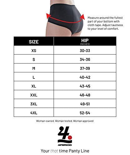 4period High Absorbency for Heavy Flow Period Panties; Leakproof, for Teens and Women (3 Black, X-Large) - AB Mystery