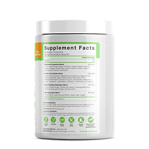 SkinnyFit Mango Splash Skinny Greens, Green Juice Superfood Powder, Natural Energy - AB Mystery
