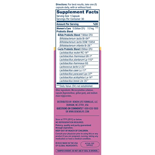Renew Life Women's Probiotic Capsules, Supports pH Balance for Women, Vaginal, Urinary - AB Mystery