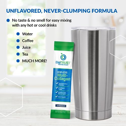 BioTrust Ageless Multi Collagen Peptides Powder – Types I, II, III, V, X – Unflavored Collagen - AB Mystery