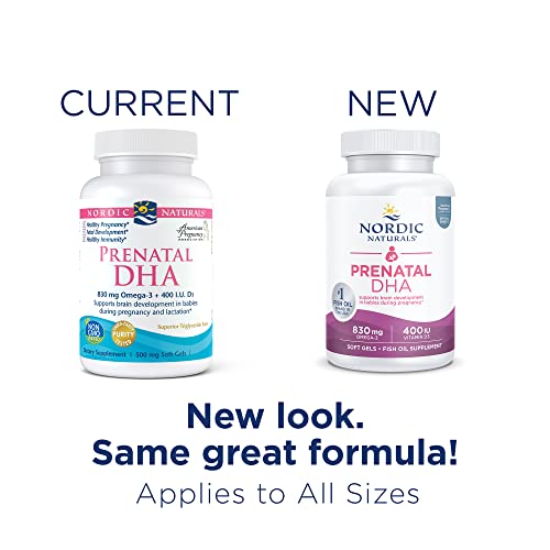Nordic Naturals Prenatal DHA, Unflavored - 180 Soft Gels - 830 mg Omega-3 + 400 IU Vitamin D3 Nordic Naturals