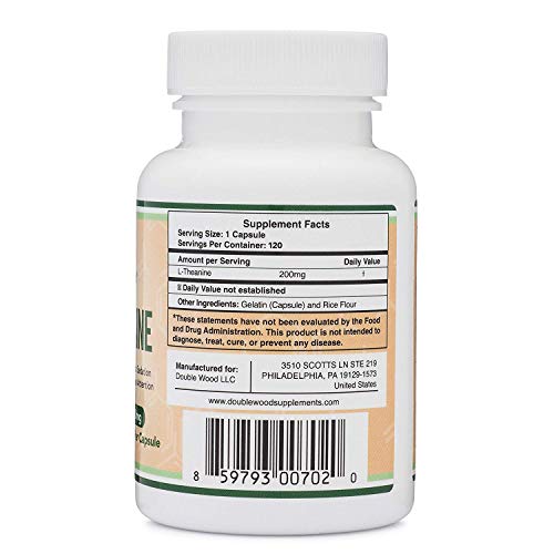L-Theanine Supplement 200mg, 120 Capsules (Soy Free, Gluten Free, Non-GMO - AB Mystery
