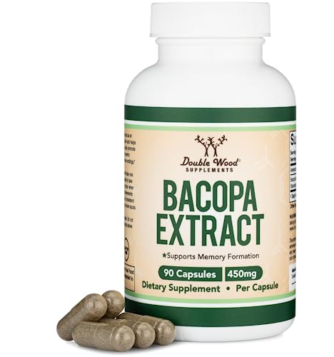 Bacopa Monnieri Capsules 20% Bacosides 450mg, 90 Count (Manufactured in USA - AB Mystery