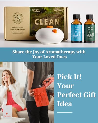 VTS Waterless Diffuser with Essential Oils Set, Tea Tree Essential Oil Aromatherapy Gift Set - AB Mystery