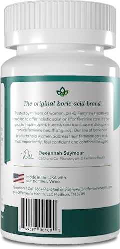 pH-D Feminine Health - 600 mg Boric Acid Suppositories - Woman Owned - for Vaginal Odor Use - 12 Count - AB Mystery