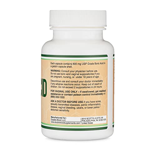 Boric Acid Vaginal Suppositories (600mg, 60 Count) Supports Vaginal pH Balance, Odor Control - AB Mystery