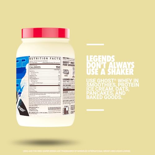 GHOST Whey Protein Powder, Oreo - 2LB Tub, 25G of Protein - Cookies & Cream Flavored - AB Mystery