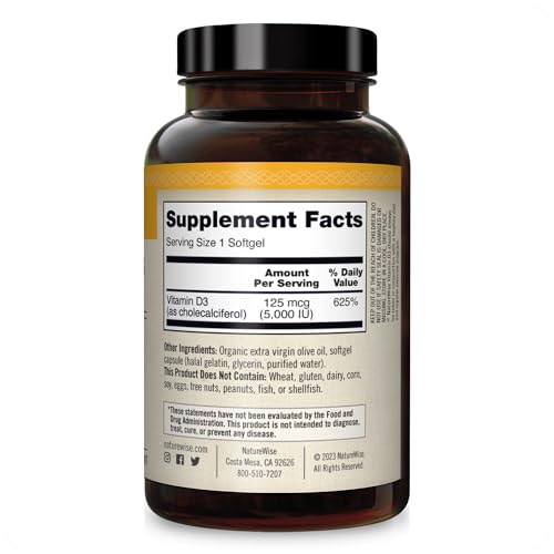 NatureWise Vitamin D3 5000iu (125 mcg) Healthy Muscle Function, and Immune Support - AB Mystery
