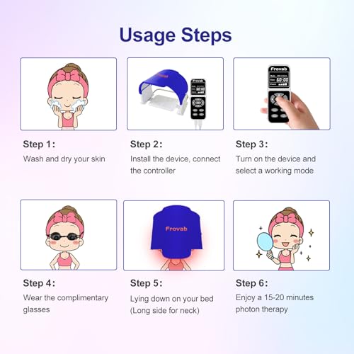 Frovab 7 in 1 Colors LED Light Therapy Mask, Red & Blue Face Mask Light Therapy, Portable & Flexiable - AB Mystery