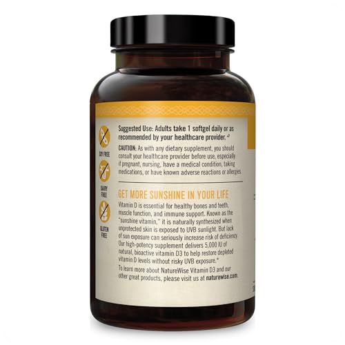 NatureWise Vitamin D3 5000iu (125 mcg) Healthy Muscle Function, and Immune Support - AB Mystery