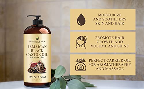 Handcraft Blends Jamaican Black Castor Oil for Hair Growth, Eyelashes and Eyebrows - AB Mystery