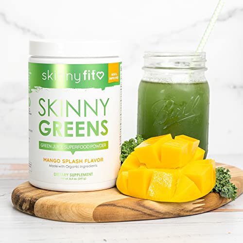 SkinnyFit Mango Splash Skinny Greens, Green Juice Superfood Powder, Natural Energy - AB Mystery