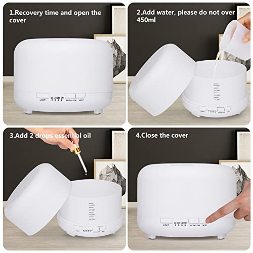 Hianjoo 450ml Essential Oil Diffuser, Electric Aroma Ultrasonic Aromatherapy Fragrant Oil - AB Mystery