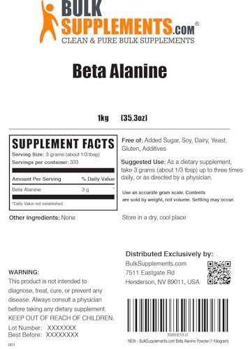 BULKSUPPLEMENTS.COM Beta Alanine Powder - Beta Alanine Pre Workout, Beta Alanine - AB Mystery