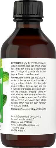 Horbaach Peppermint Oil | 2 fl oz | Pure Essential Spray | for Massage, Bath & Diffusers | Non-GMO - AB Mystery