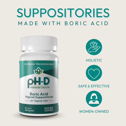 pH-D Feminine Health - Boric Acid Starter Bundle - pH-D Boric Acid Vaginal Suppositories 12 Count - AB Mystery