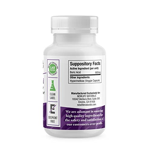 NewLife Naturals Boric Acid Suppositories for Women - 600mg - AB Mystery