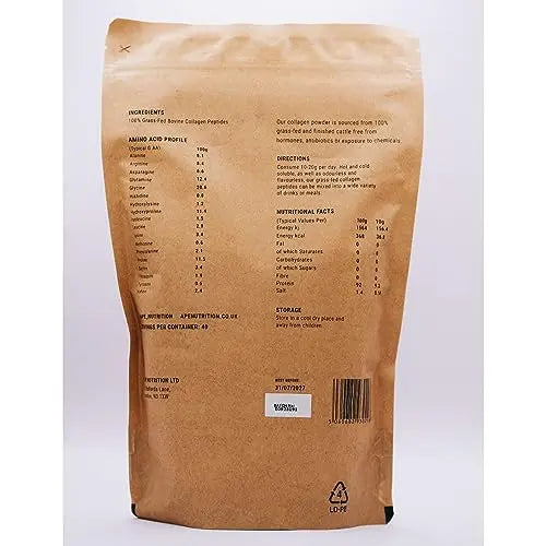 APE Nutrition Collagen Powder Peptides - Type 1 & 3 Bovine Collagen Protein, 100% Grass-Fed & Finished, Ancestral Supplement UK A | P | E