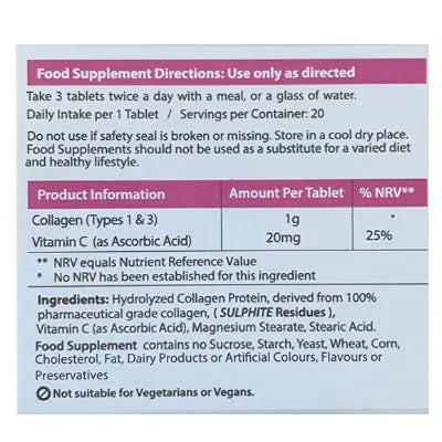 AHS Super Collagen + Vitamin C Tablets 120 Tablets - 6000mg Collagen per Serving - 1 Month Supply - AB Mystery