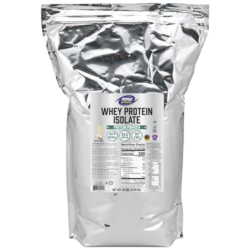 NOW Sports Nutrition, Whey Protein Isolate, 25 g With BCAAs, Creamy Vanilla Powder - AB Mystery