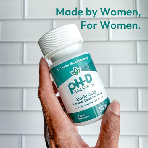 pH-D Feminine Health - 600 mg Boric Acid Suppositories - Woman Owned - for Vaginal Odor Use - 12 Count - AB Mystery