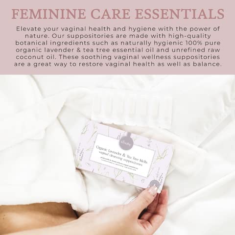 Femallay Lavender and Tea Tree Oil Vaginal Cleansing Suppositories for Hygiene, 100% Natural Melts - AB Mystery