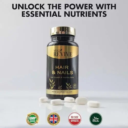 YES2 REVIVE Hair Nails Growth - Includes Marine Collagen, Ascorbic Acid, MSM & Vitamin C for Men and Women Skin, Longer, Strength, Thicker - AB Mystery