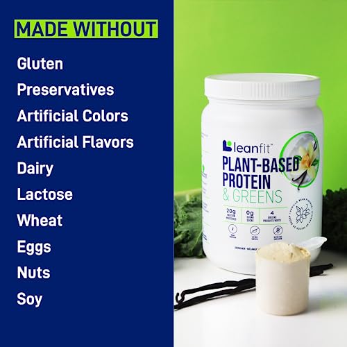 LeanFit Plant-Based Protein & Greens Natural Vanilla – 20g Plant Protein + 4 Leafy Greens - AB Mystery