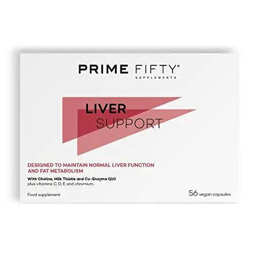 Prime Fifty Liver Support Supplements – 56 Vegan Capsules – Choline & Milk Thistle Supplements 