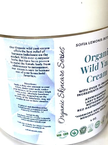 Organic Wild Yam Cream 15 Vitamins & Herbs Hormonal PCOS Menopause Period relief - AB Mystery