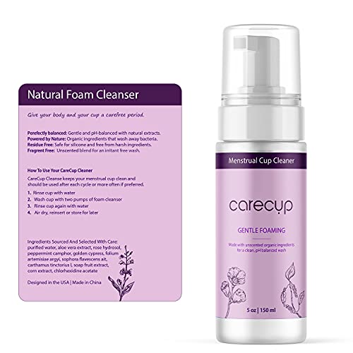 CareCup Menstrual Cup Cleaner - Unscented Foaming Sterilizer Wash for Silicone Period discs - Wipes Clean - AB Mystery