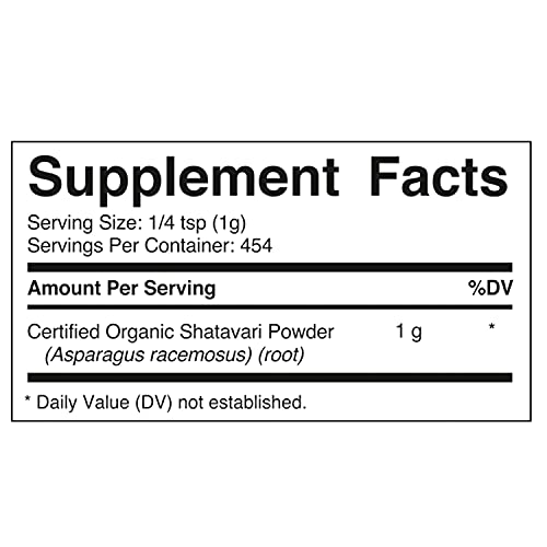 Vitamatic Certified USDA Organic Shatavari Powder 1 Pound (16 Ounce) - AB Mystery