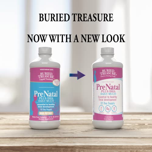 Buried Treasure Prenatal Plus DHA Complete, 16 oz Orange Banana Flavor, High Potency Liquid Buried Treasure