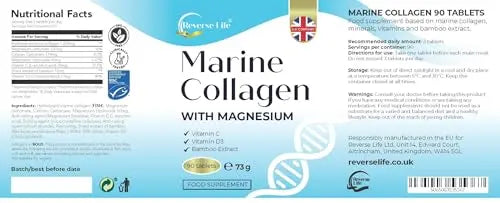 Reverse Life Powerful Marine Collagen Tablets 1800mg with Vitamin C & Vitamin D3 + Magnesium - AB Mystery
