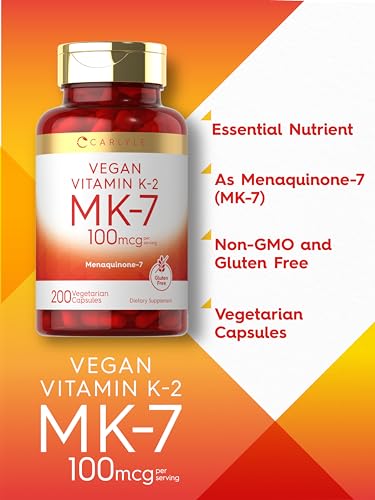 Carlyle Vitamin K2 MK7 100mcg | 200 Vegan Capsules | Menaquinone-7 Supplement - AB Mystery