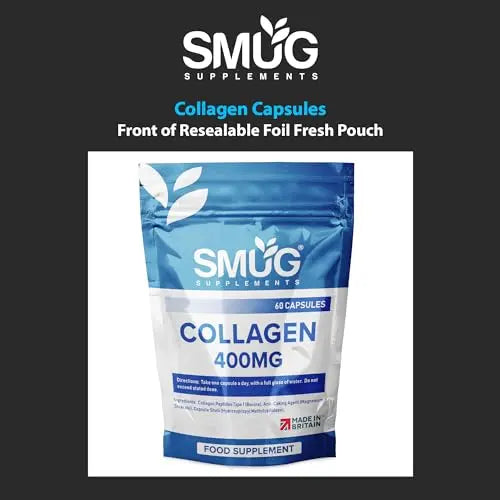 SMUG Supplements Collagen Capsules - 60 High Strength 400mg Pills - Promotes Healthy Skin SMUG Supplements