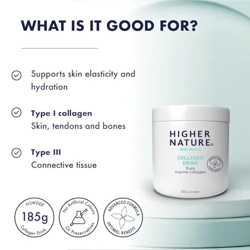 Higher Nature - Collagen Drink - Increases Skin Elasticity & Hydration - Collagen Powder - AB Mystery