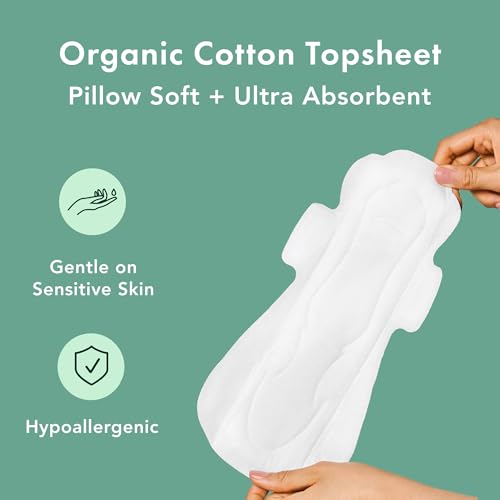 Rael Pads for Women, Organic Cotton Cover - Period Pads with Wings, Feminine Care, Sanitary Napkins - AB Mystery
