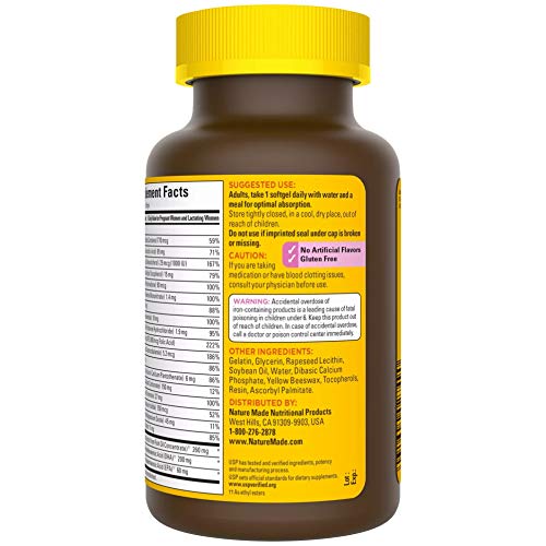 Prenatal Vitamin + DHA Softgel with Folic Acid, Iodine and Zinc, 90 Count Nature Made