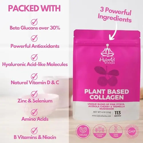 HYBRID HERBS – Plant Based Collagen Powder - Anti Aging Supplement for Skin, Wrinkles - AB Mystery