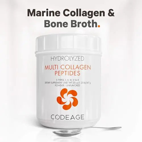 Code Age Multi-Collagen Protein Powder Hydrolyzed 20Oz All-in-One Super Bone Broth - AB Mystery