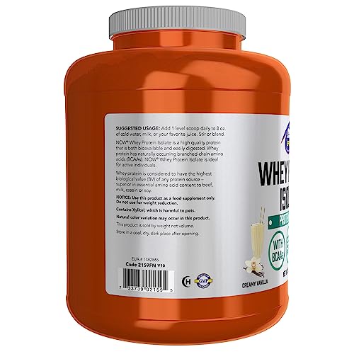 NOW Sports Nutrition, Whey Protein Isolate, 25 g With BCAAs, Creamy Vanilla Powder - AB Mystery