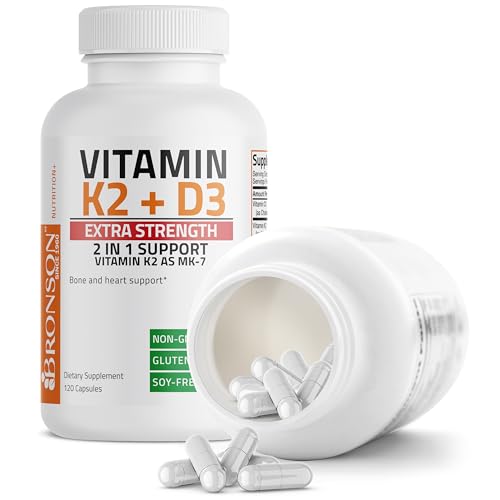 Bronson Vitamin K2 (MK7) with D3 Extra Strength Supplement Bone and Heart Health Non - AB Mystery