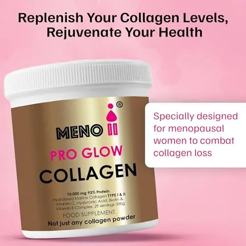 Meno II PRO Glow Marine Collagen Powder 10,000mg - High-Potency Supplements for Women Skin Hydration - AB Mystery