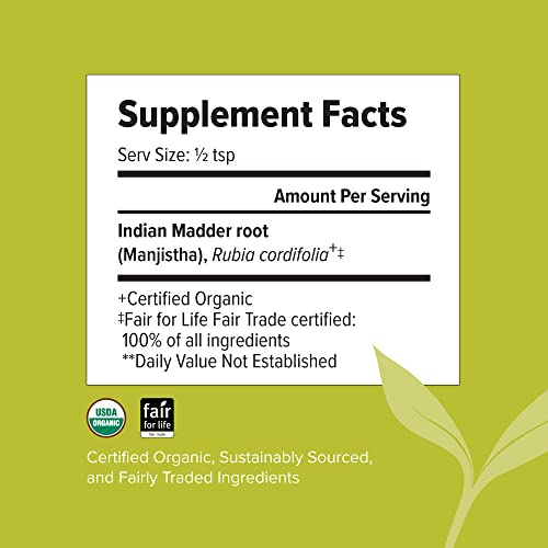 Banyan Botanicals Manjistha Powder, Spice Jar - USDA Organic - Rubia cordifolia - Cleanses - AB Mystery