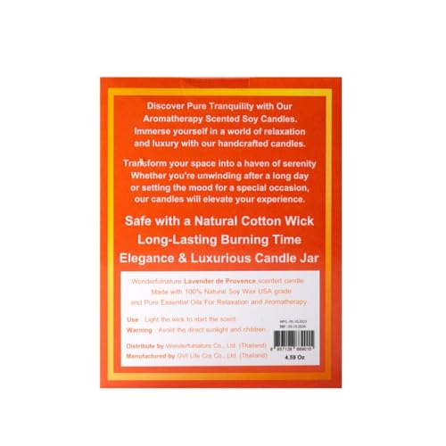 Wonderfulnature Lavender de Provence Pure Essential Oil Scented Candle, Aromatherapy - AB Mystery