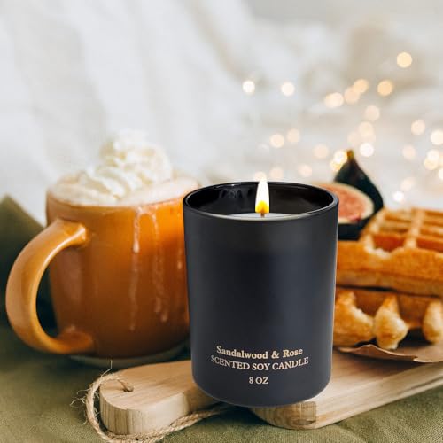Sandalwood Rose Scented Candles, Christmas Birthday Candle Gifts for Women, Best Friends - AB Mystery