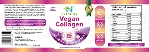 Nutrality Vegan Liquid Collagen | Premium-Grade 5000mg Hydrolyzed Collagen Peptides with Silica, Biotin - AB Mystery