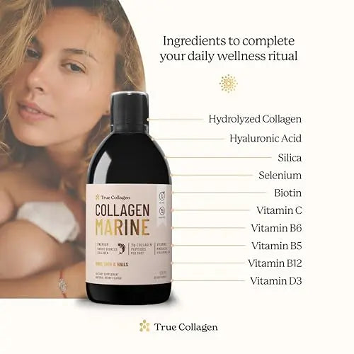 True Collagen - Premium 11000mg Collagen Marine I Pure Hydrolyzed Collagen (Type I & III) True Collagen